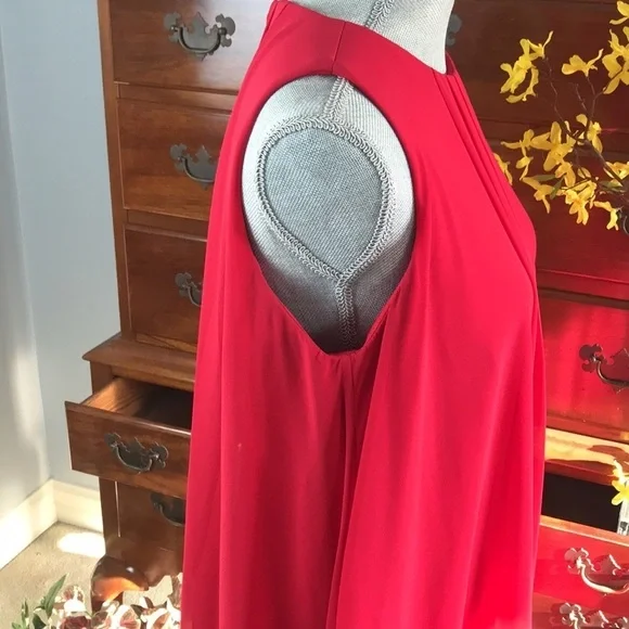 Tahari ASL Sheath Dress Sheer Overlay Red Size 8 - Picture 7 of 12